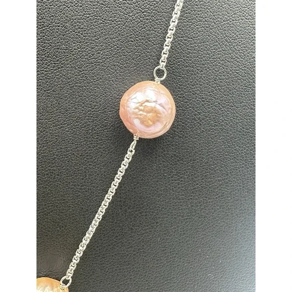 Honora Sterling Silver Pink & White Fresh Water Pearl Collection Necklace VTG - Picture 7 of 11